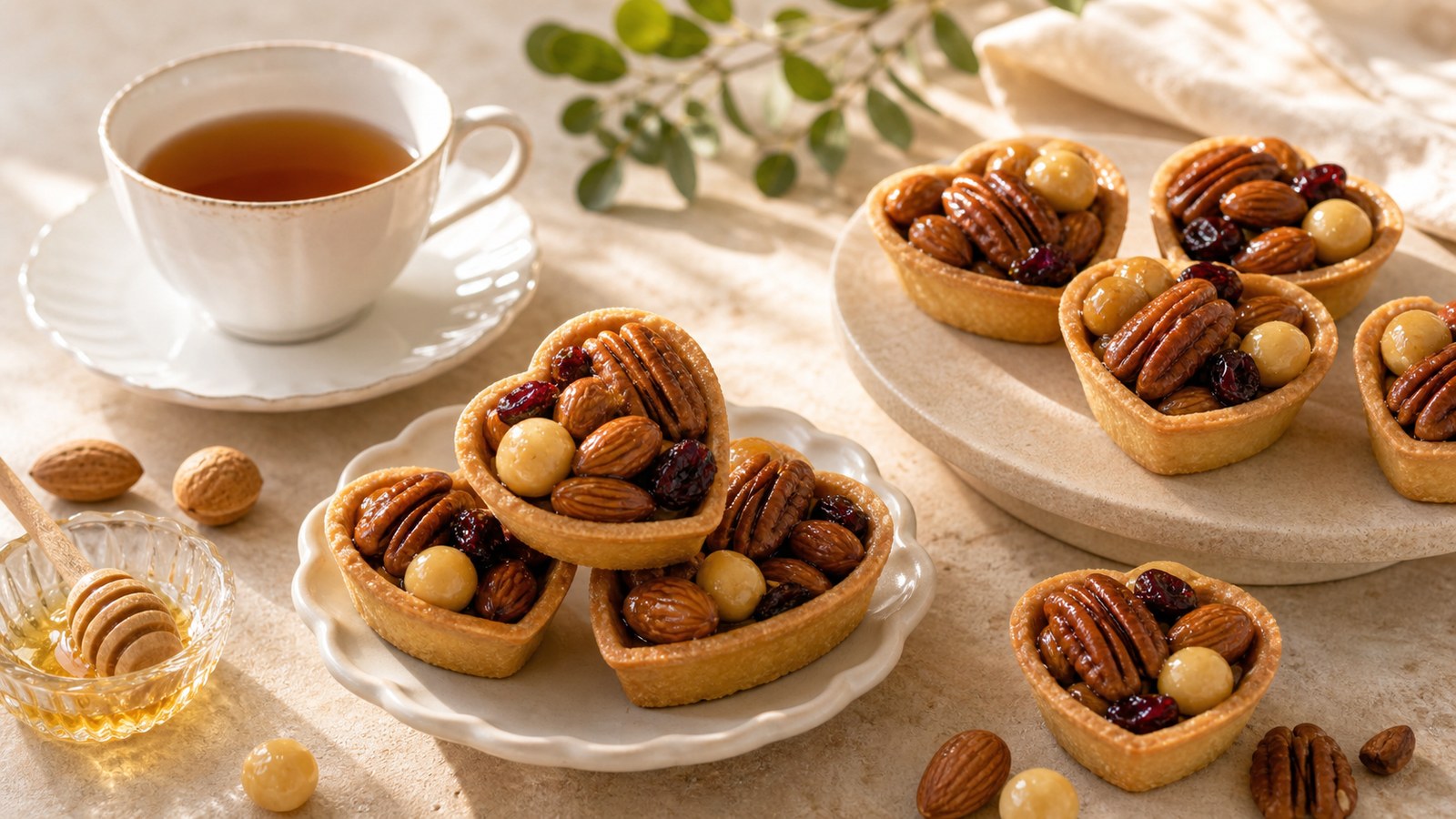 鴻鼎菓子的品牌精神，本來就從這裡開始。品牌起源於一份對家人的愛，從第一顆愛心堅果塔開始，堅持純粹無添加，製作低負擔、高品質的甜點。